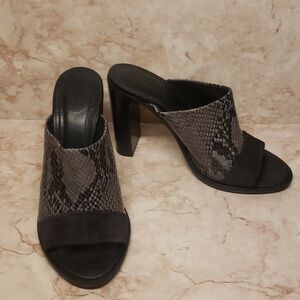 Rag and Bone women gray snake skin print high heel open toe mules size 39